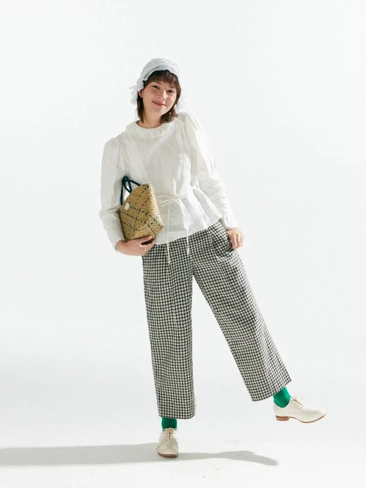 Plaid High Waist Tapered Pants【s0000007633】