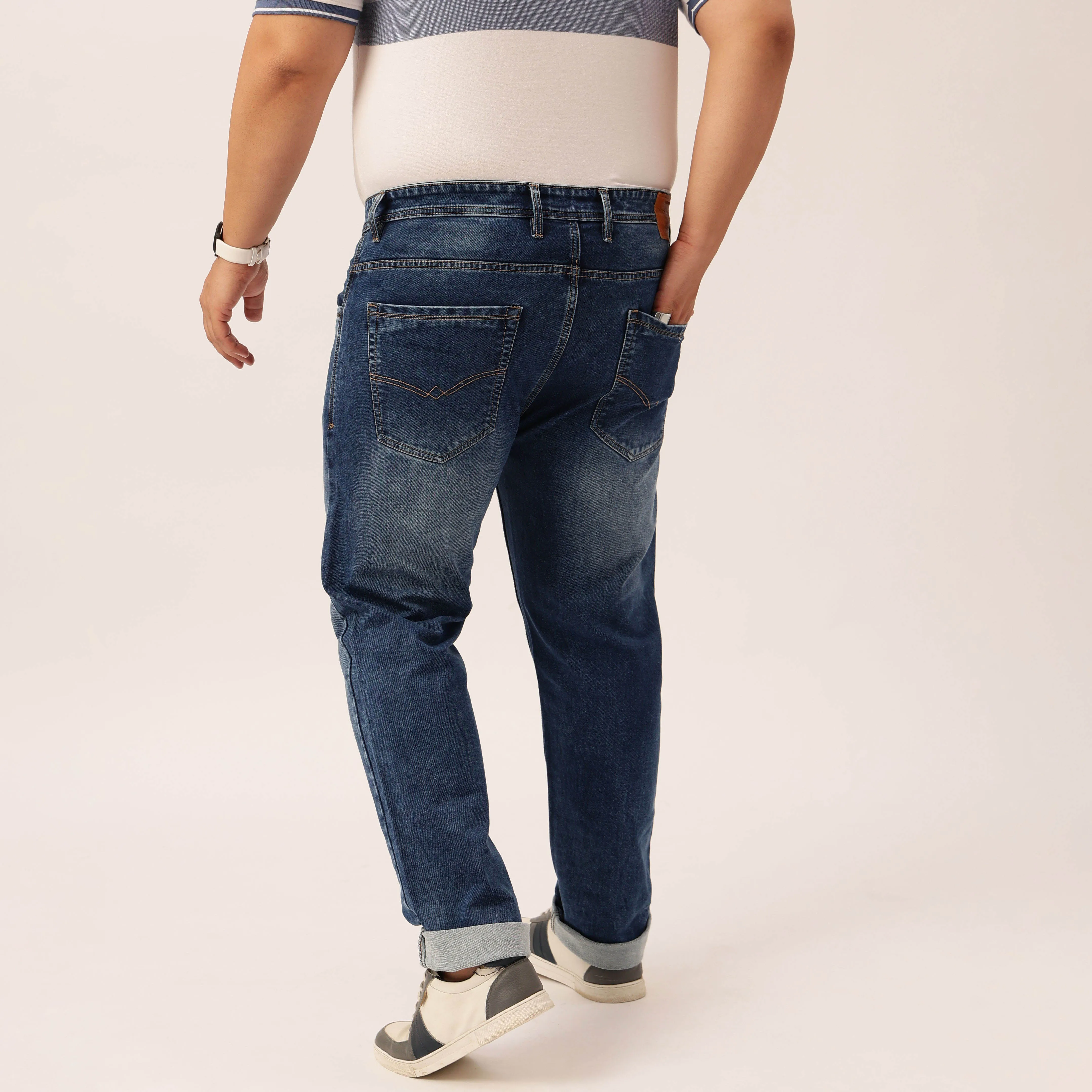 Plus Size Men Lightly Faded Blue Comfort Fit Jeans