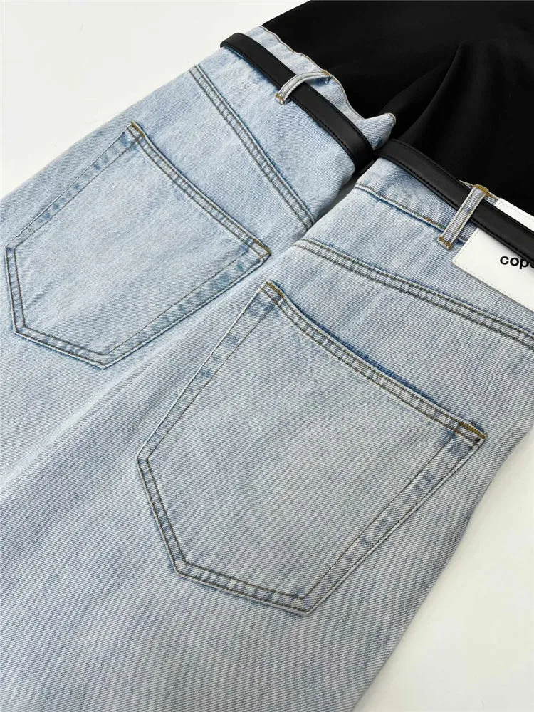 Pre Order:  Jeans Legs Spliced Denim Pants