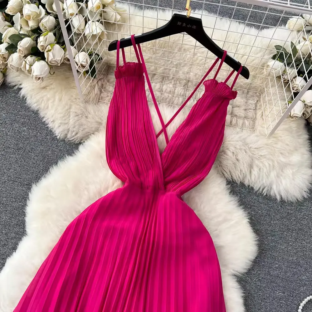 Premium Pink Party Wear Spaghetti Slip Dress | Women