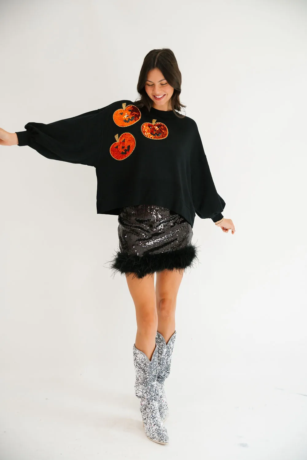 PUMPKIN PATCHES BLACK PULLOVER