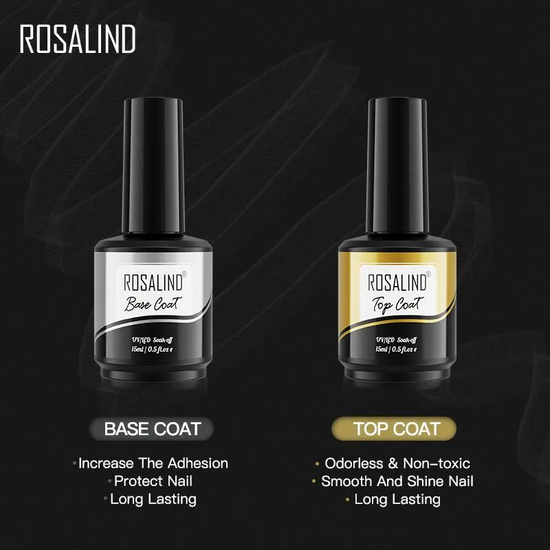 ROSALIND 15ml Gel Polish Set Base & Top Coat Soak Off Nail Art Decorations UV/LED Lamp