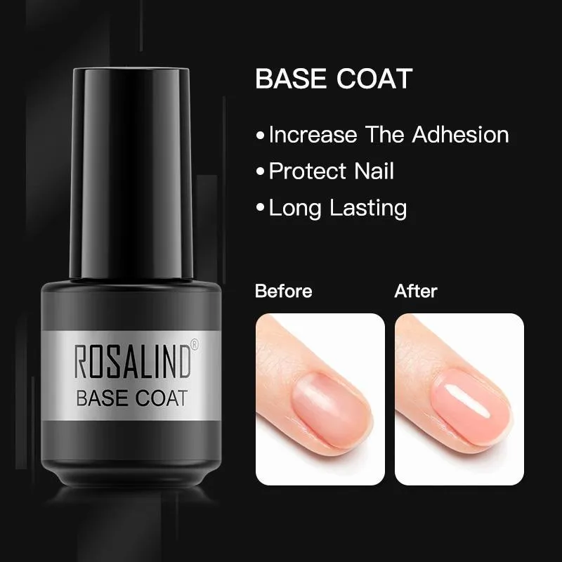 ROSALIND Gel Polish Set Top Coat Sock Off UV/LED Lamp Keep Your Nails Bright And Shiny For A Long Time