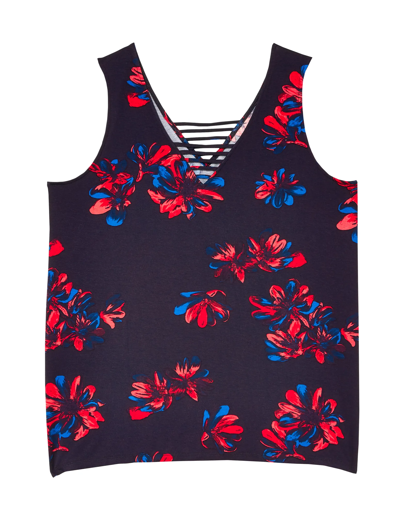 Sarah Sleeveless Cut Out V-Neck Tank | Navy / Pink