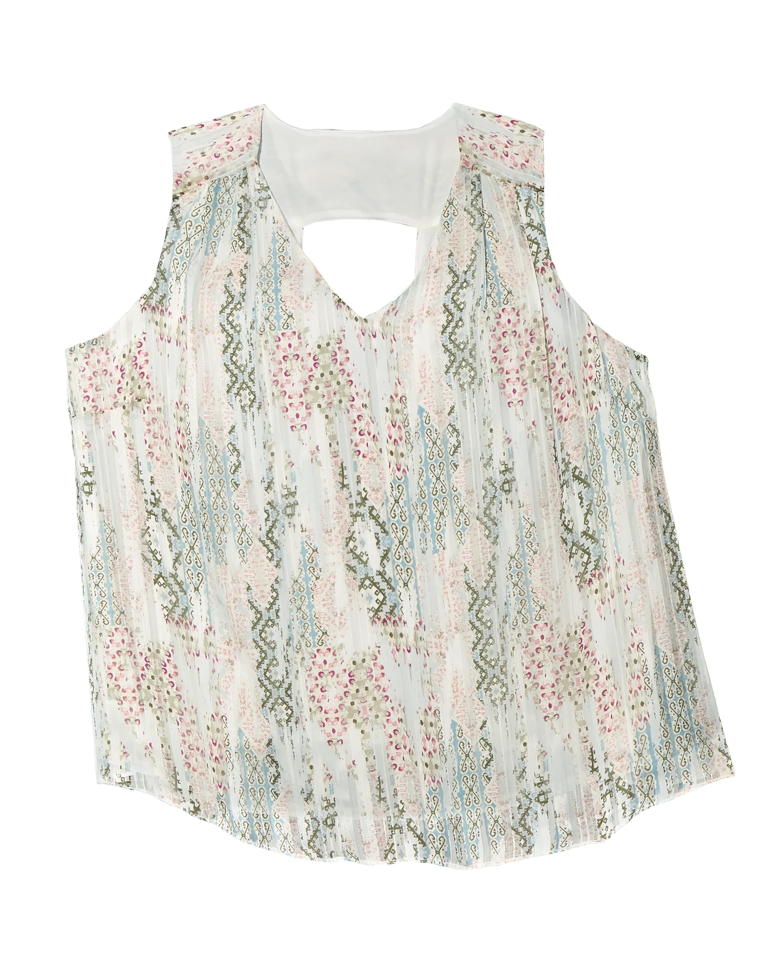 Scarlet Cutout Sleeveless Blouse | Ivory / Olive Green