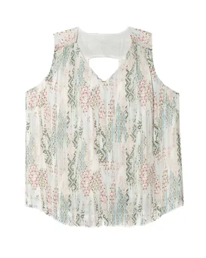 Scarlet Cutout Sleeveless Blouse | Ivory / Olive Green