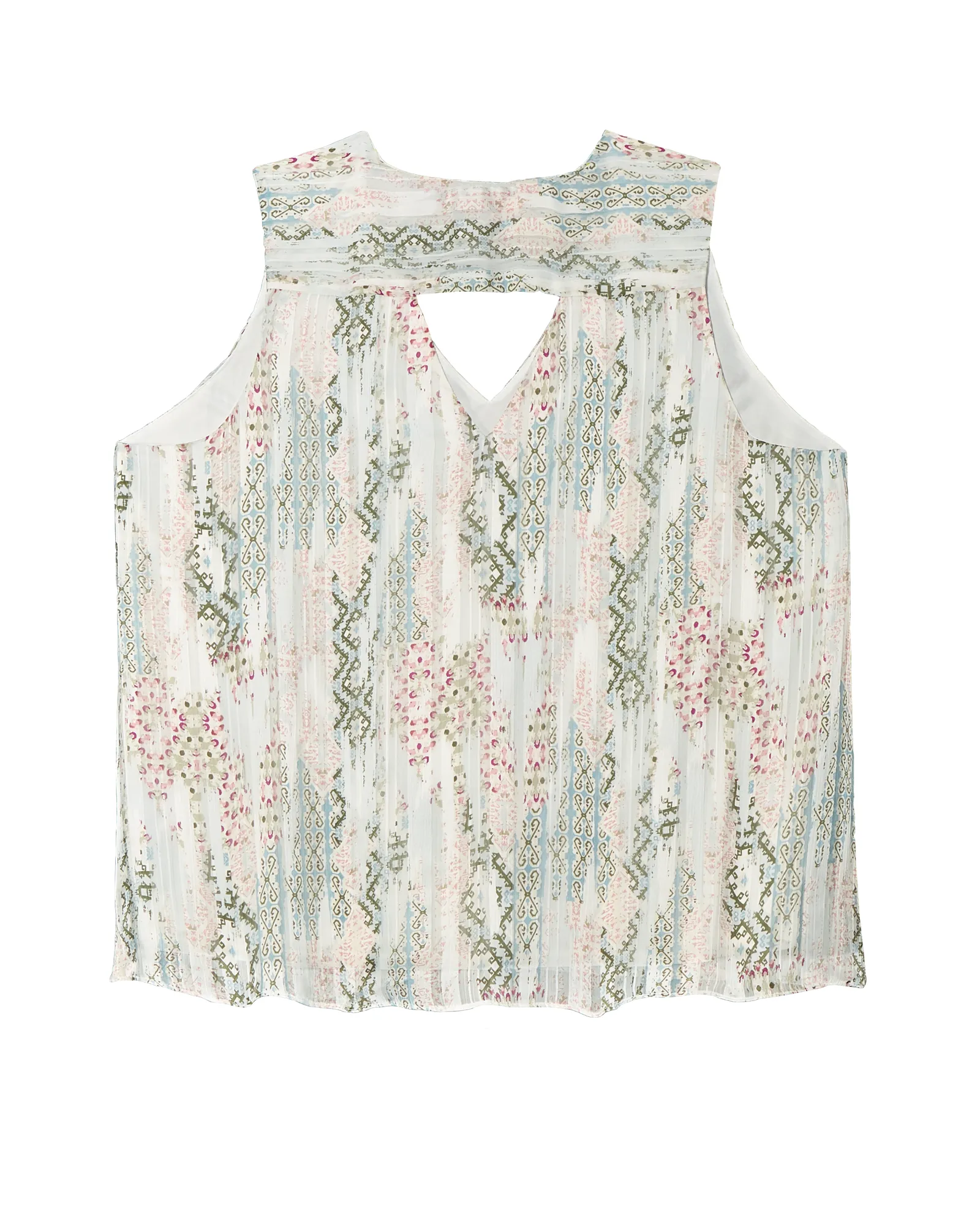 Scarlet Cutout Sleeveless Blouse | Ivory / Olive Green