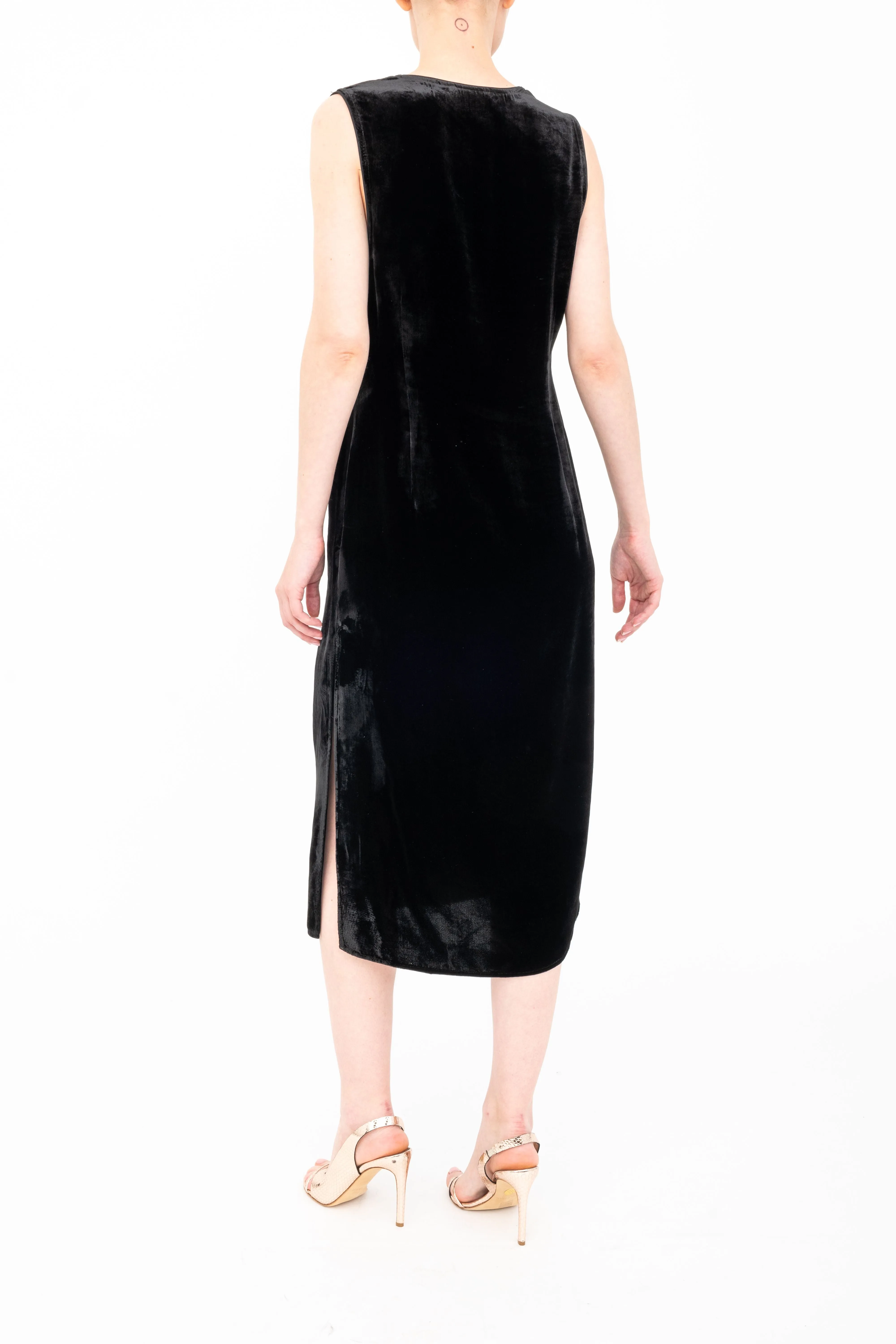 Silk Velvet V Neck Sleeveless Midi Dress - ATHENA H24