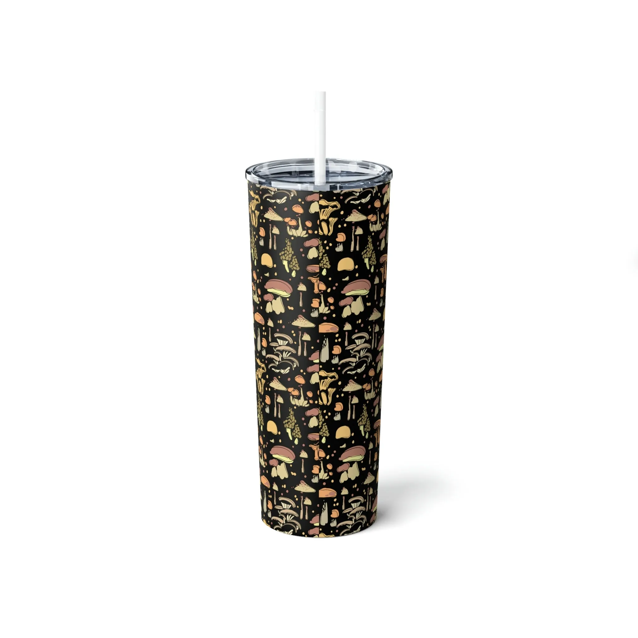 Skinny Tumbler with Straw Gift for Mushroom Lover Coffee Gifts for Tea Drinkers