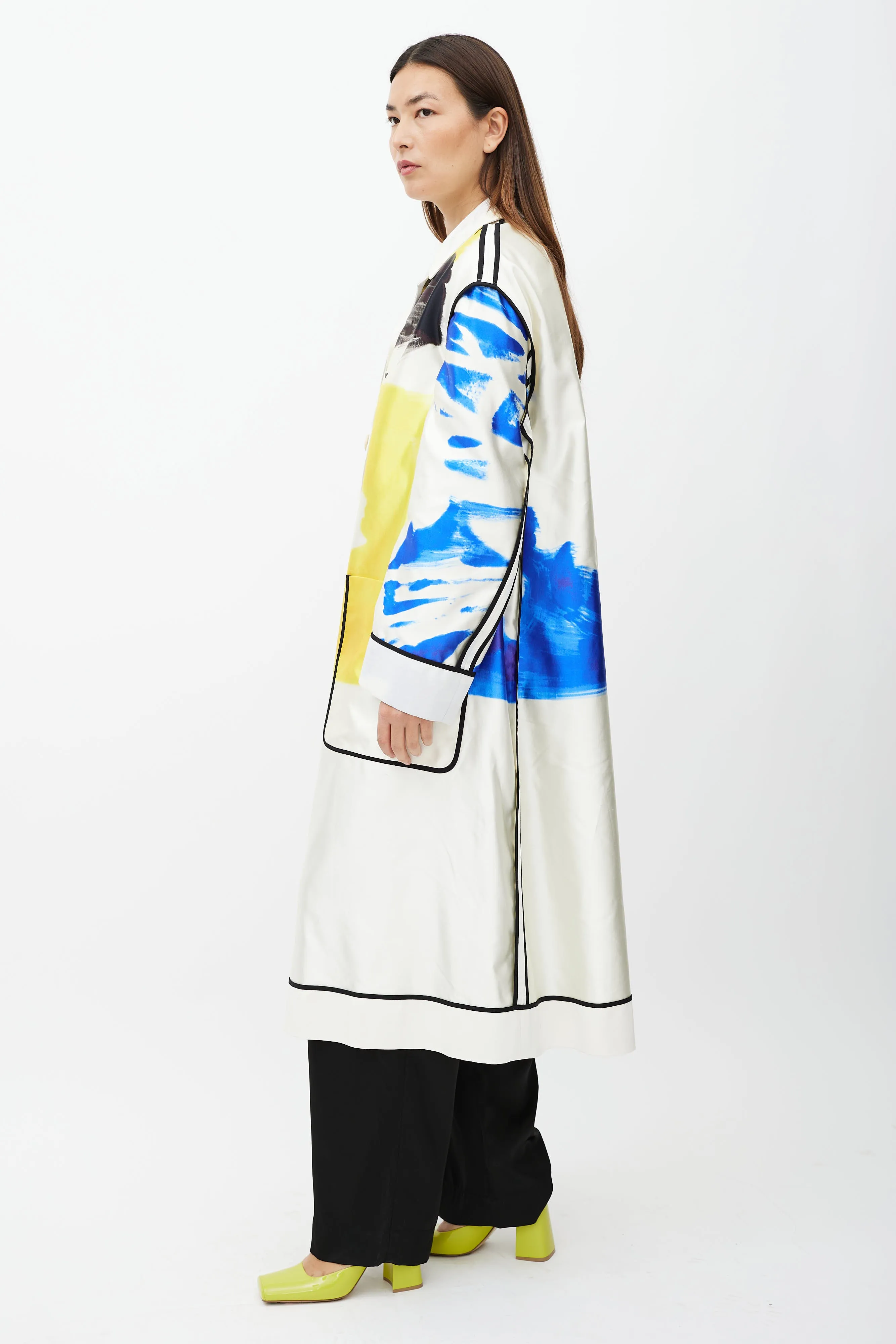 SS 2019 White & Multicolour Print Coat