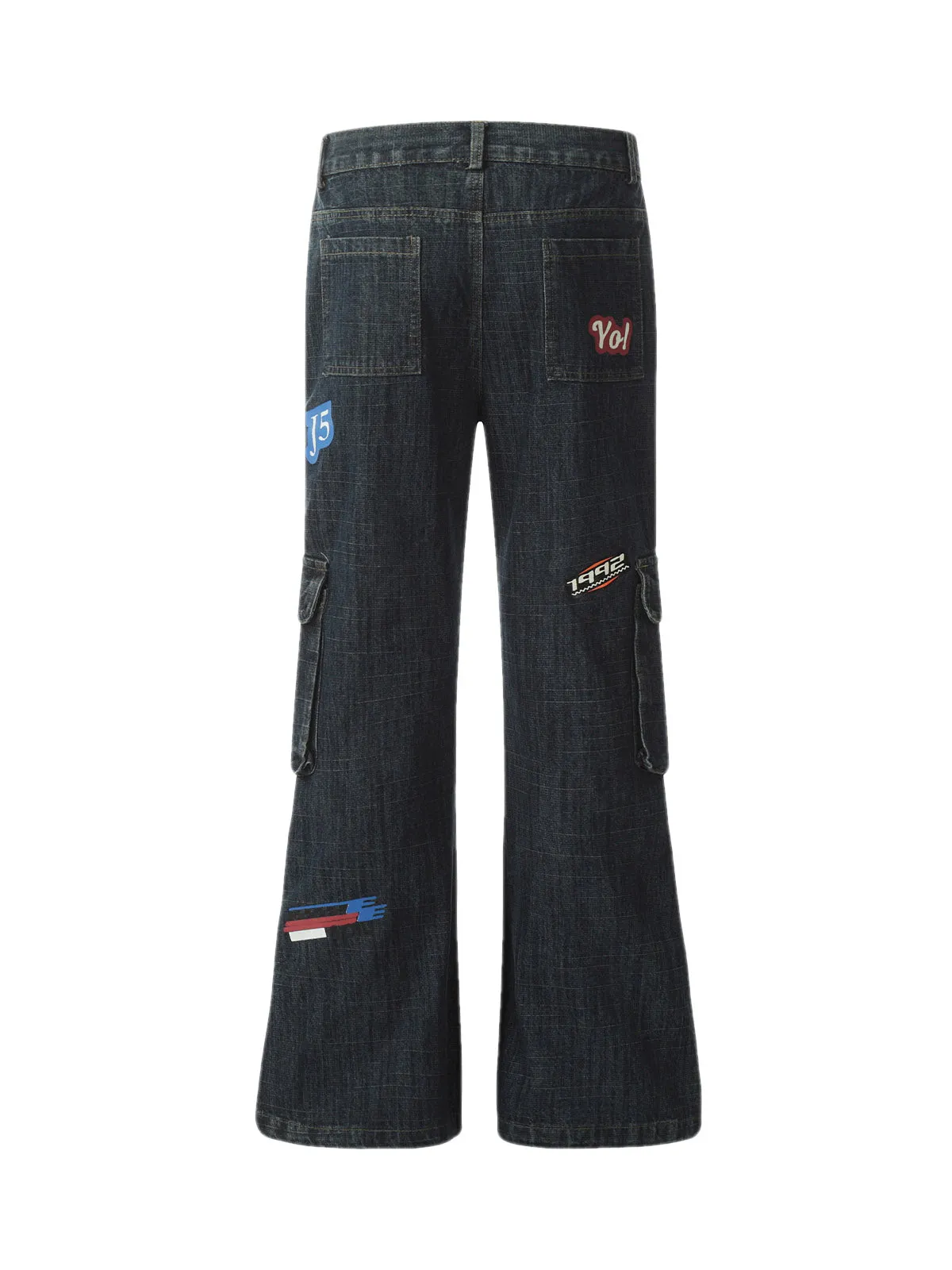 Thesupermade Graphic Multi Pocket Flare Jeans