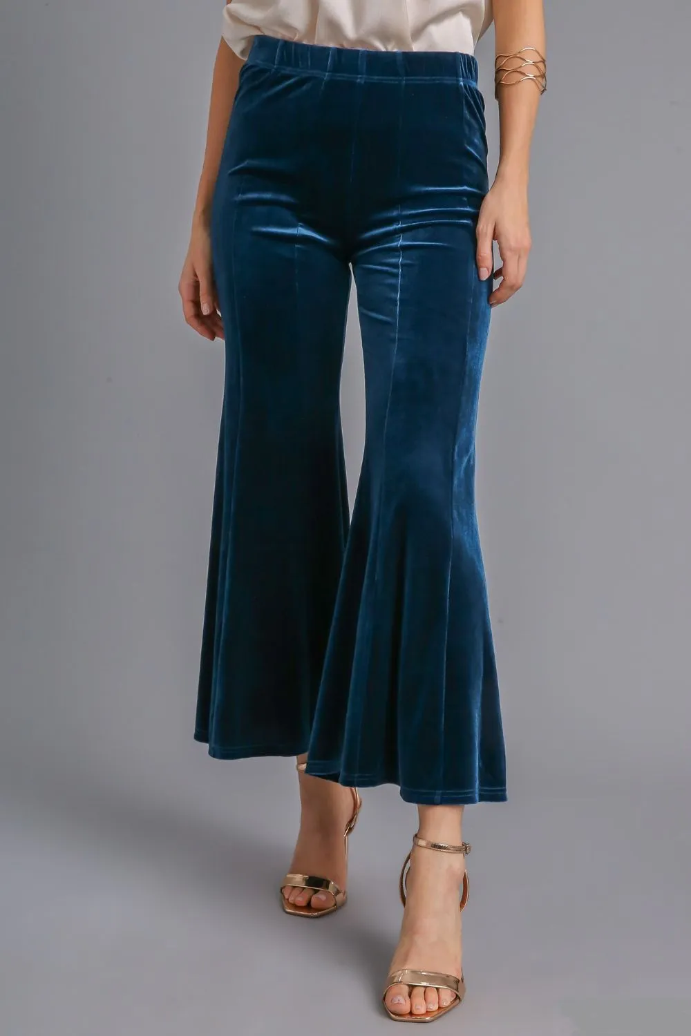 Umgee High Rise Elastic Waist Flare Pants