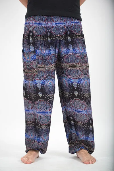 Unisex Paisley Harem Pants in Blue