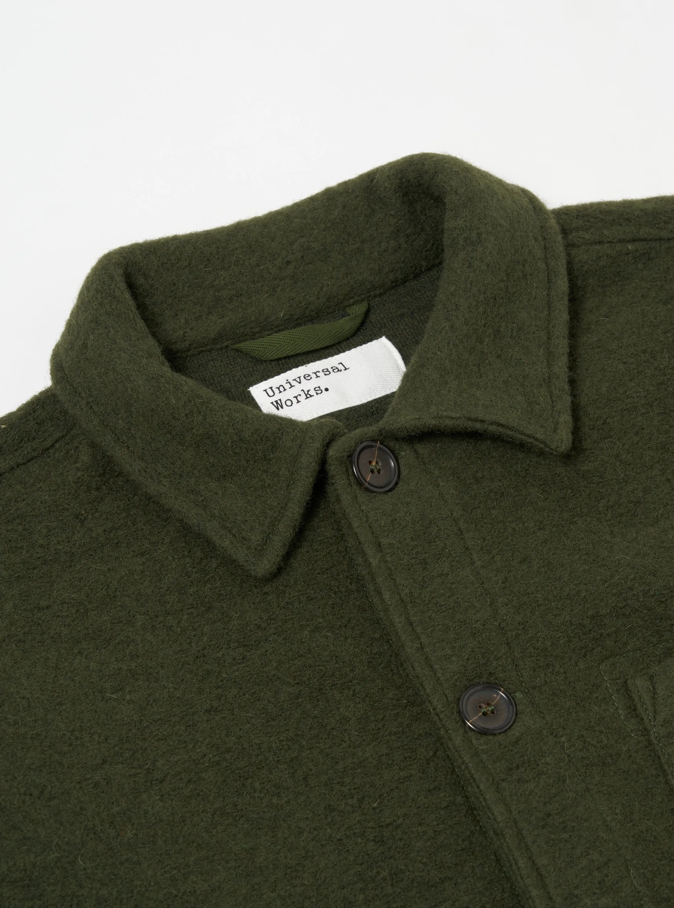 Universal Works Field Jacket in Olive Wool Fleece