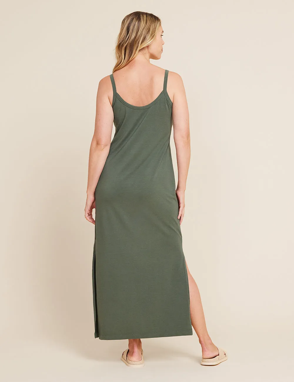 V-Neck Slip Dress - Moss