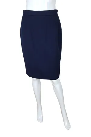 VALENTINO Vintage Blue Wool Blend Silk Lined Pencil Skirt (6)