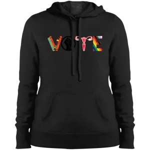 VOTE Ladies' Pullover Hooded Sweatshirt | Banned Books, Reproductive Rights, BLM, LGBTQ Progress, Political Activism, Roe v Wade Ladies' Pullover Hooded Sweatshirt