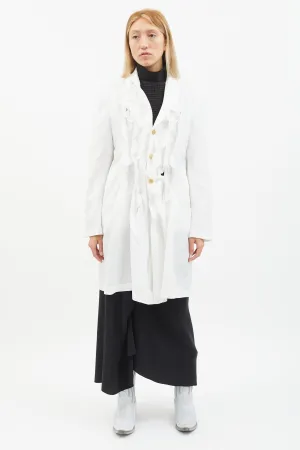 White Ruffle Trim Coat