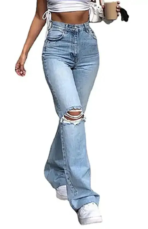 Women’s Fashion Wide Leg Flared Jeans