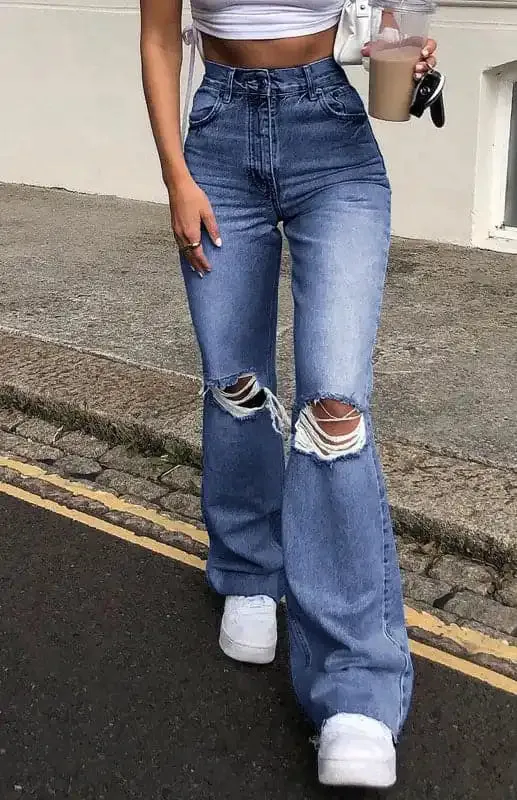 Women’s Fashion Wide Leg Flared Jeans