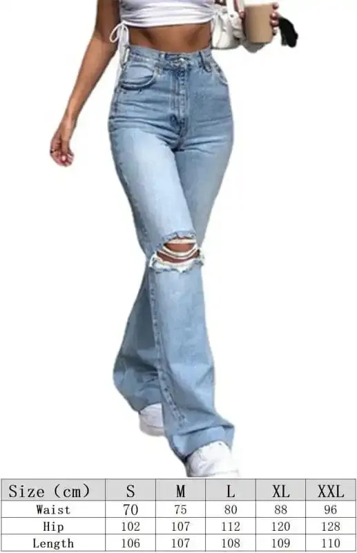 Women’s Fashion Wide Leg Flared Jeans