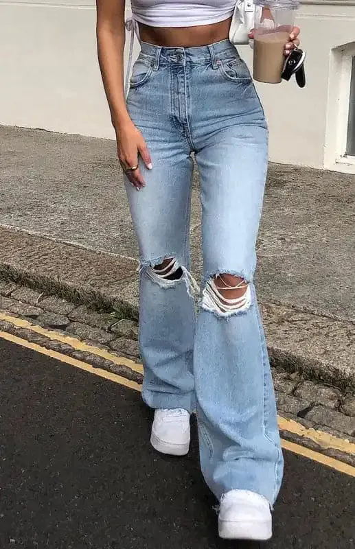 Women’s Fashion Wide Leg Flared Jeans