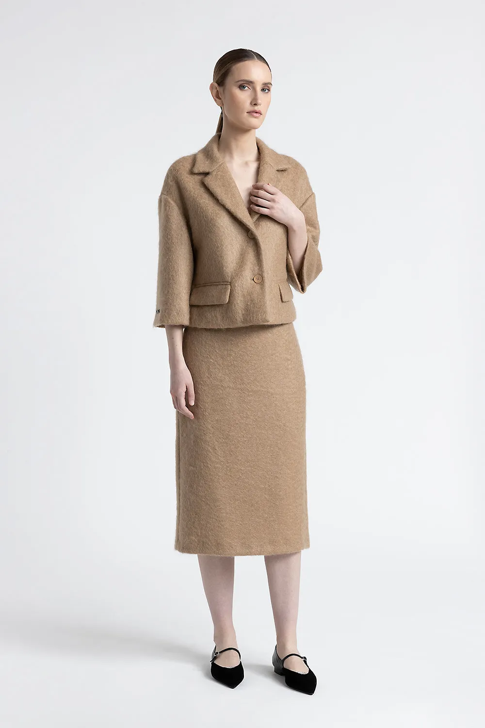 Wool and mohair pencil skirt