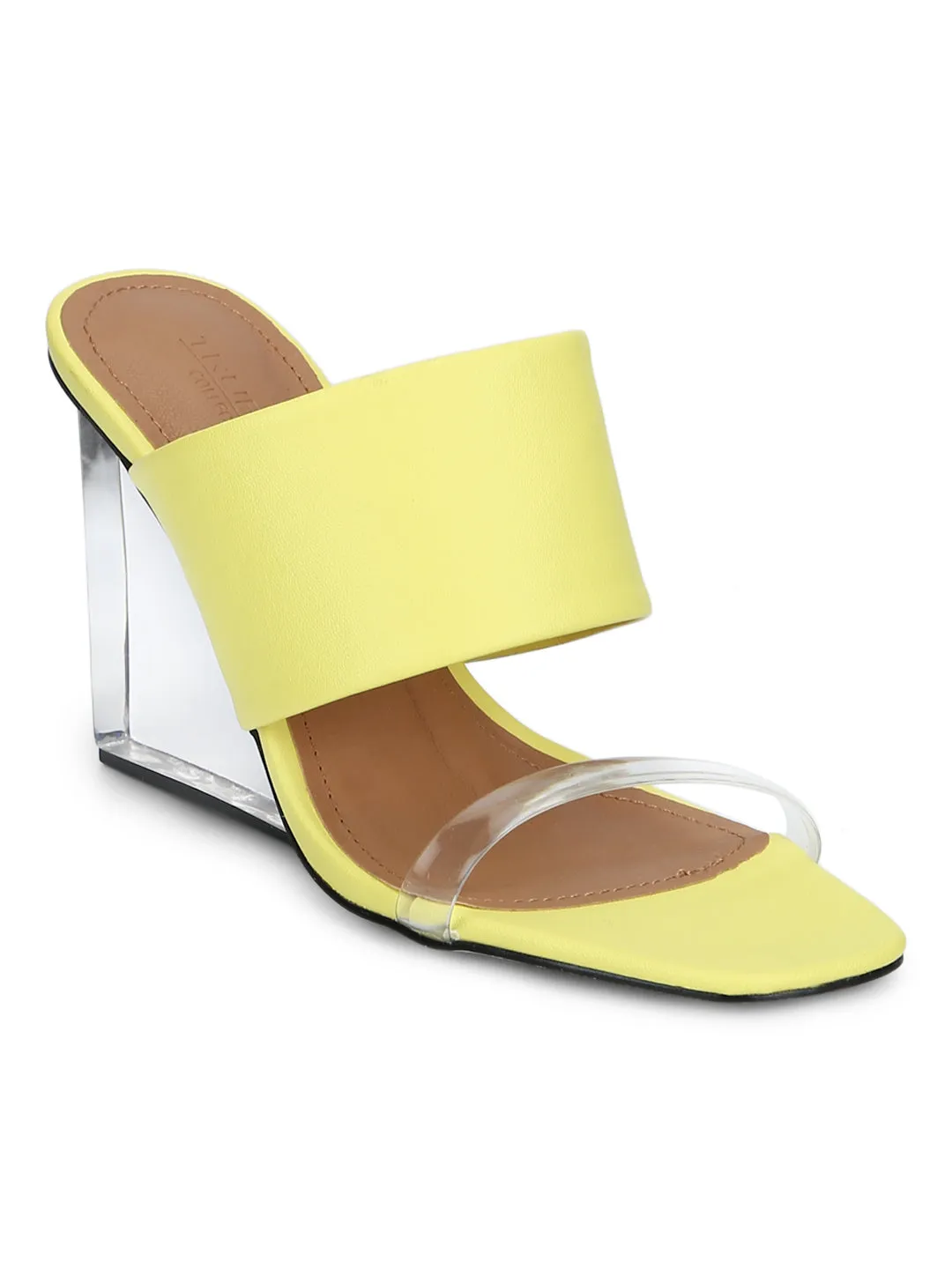 Yellow PU Slip-on Wedges