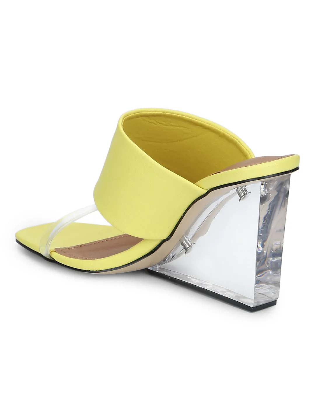 Yellow PU Slip-on Wedges