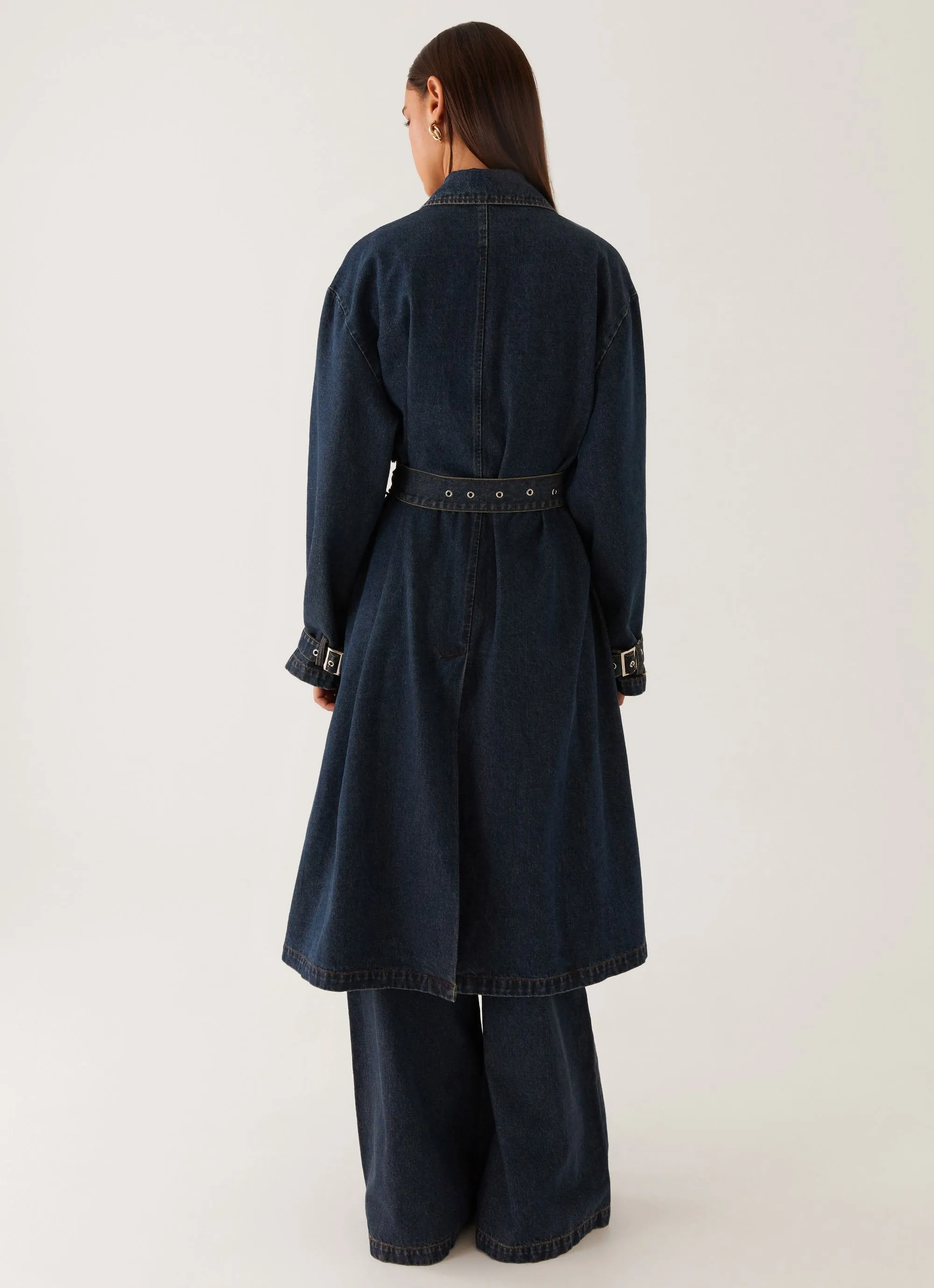 Yosemite Oversized Trench Coat - Blue