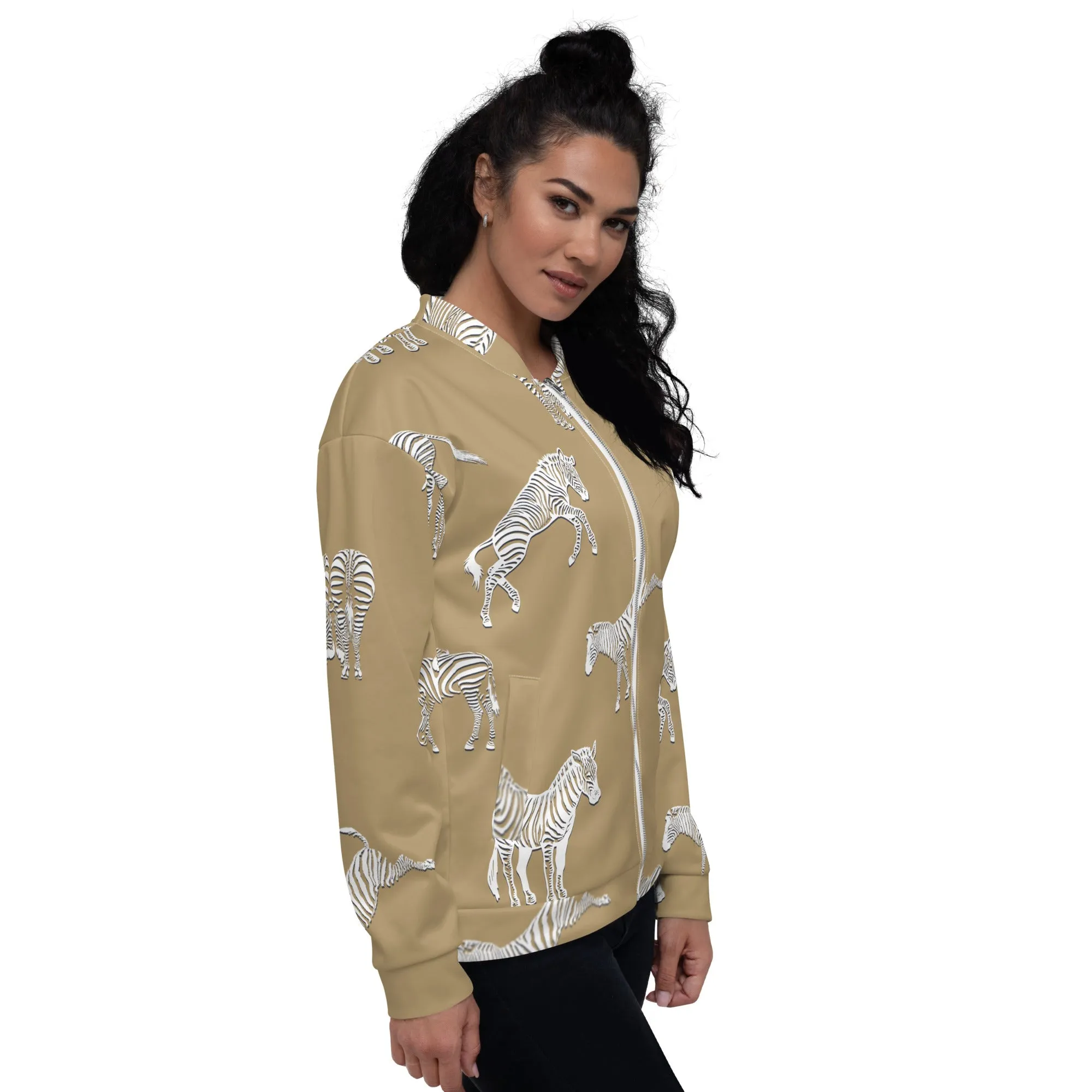 Zebra Frolic Unisex Bomber Jacket